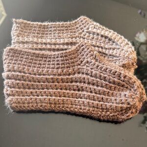 Handmade Crochet Slippers in Brown